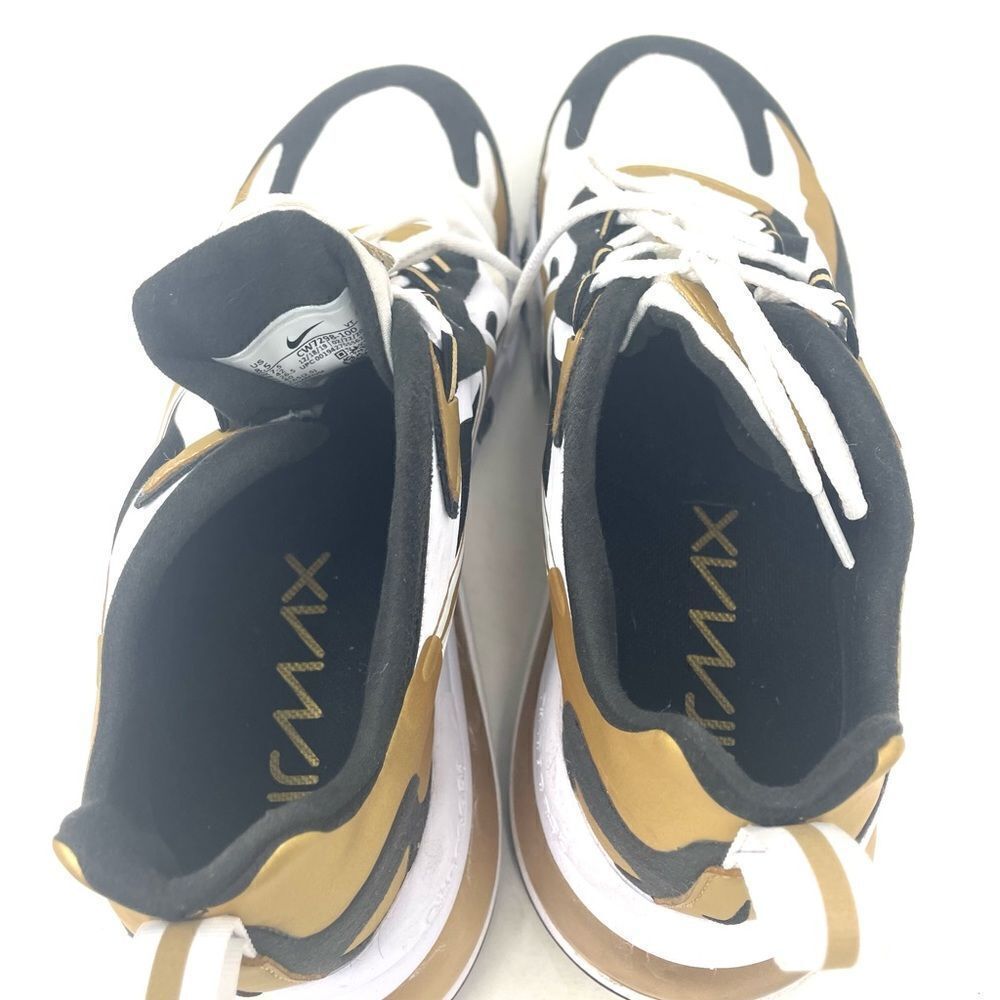 NIKE 2020 AIR MAX 270 REACT WHITE / METALLIC GOLD / BLACK MENS 8.5 CW7298 100 - Picture 6 of 7